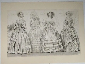 1841 Godey's Lady's Book Fashion Plate FASHIONS FOR AUGUST Original Page - Picture 1 of 8
