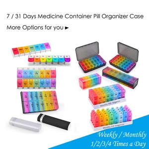 7 / 31 Days Medicine Container Pill Box Organizer Pill Case 1/2/3/4 Times a Day - Picture 1 of 24