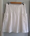 WHITE STUFF Size 12 WHITE 100% Linen Flared Skirt Lined Pockets 