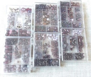 PERLES DE VERRE ARTISANALES 7 CASES 170 GR PERLES DIFFERENTES6 boitesSUPER PROMO - Picture 1 of 2