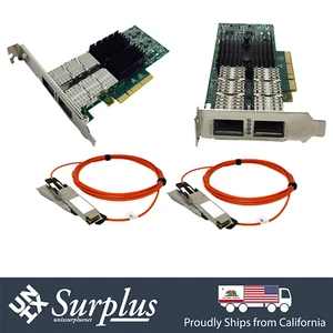 2x Dual Port 40GB QSFP+ Network Card 2x 40GB QSFP+ AOC 3 Meter Network Bundle - Picture 1 of 5