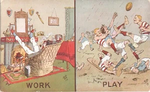 comic humour funny old postcard people greetings england sport football soccer - Foto 1 di 1