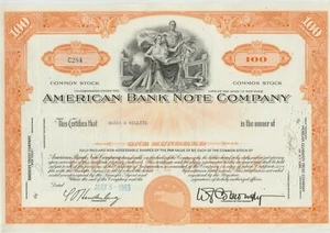 Certificado de acciones de American Bank Note Company años 60 - Imagen 1 de 1