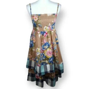 FLORAL BEIGE SUN DRESS SZ. S/M NWT - Picture 1 of 5