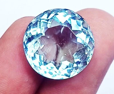 Light Aquamarine Round Shape 11.10 Ct Certified Loose Gemstone With Free Gift - Image 1 of 4
