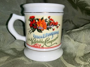 Taza de porcelana compuesta vegetal retro Lydia Pinkham Franklin Corner Store 1985 - Imagen 1 de 6