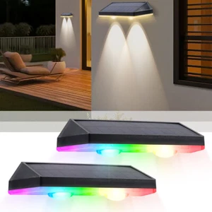 2Pcs LED Solar Power Wall Lights Outdoor Garden Waterproof Fence Deck Steps Lamp - Picture 1 of 14