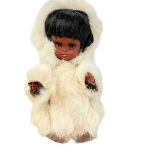 Vintage Reliable Eskimo Doll Souvenir 11" White Eskimo Outfit Made in Canada - Picture 1 of 10