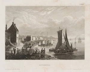 C. REISS (19.Jhd), Hafen von Liverpool, Stahlstich Romantik Seefahrt 1800-1849 - Picture 1 of 4