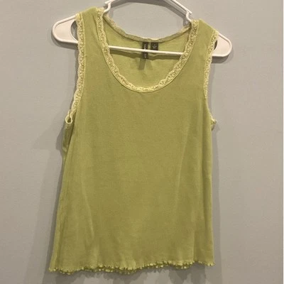 Camiseta sin mangas para mujer Y2K mediana dobladillo de lechuga encaje acanalada algodón bosque hadas grunge Foto 1 de 4