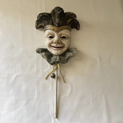 Vintage La Scala Court Jester 11" x 9 1/4" Full Face Molded Mask Hand Pressed - Image 1 of 4