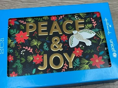Hallmark Christmas Greeting Card UNICEF Box Set 12 Cards 3D Poinsettias Dove 5x7 - Image 1 of 3