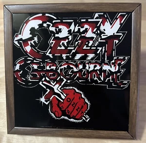 Vintage Ozzy Osbourne Mirror- 1982 Carnival Prize Framed -RARE Red Fist & Cross - Picture 1 of 4