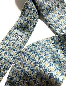 HERMES VINTAGE FLOWER GARDEN TIE PLANT NATURAL BEAUTY HIGH END FRANCE BLUE - Picture 1 of 16