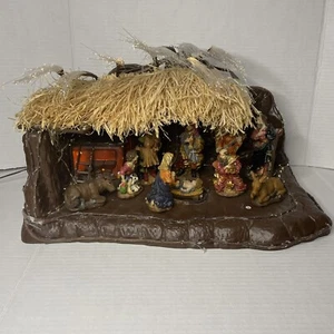 RARE VINTAGE Fibre Optic Color Changing Nativity Scene 11 Piece set*WATCH VIDEO* - Picture 1 of 11