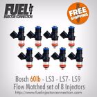 Fic 60Lb Flow Matched Set Of 8 Fuel Injectors For Gm Ls3 - Ls7 - Ls9 Engines