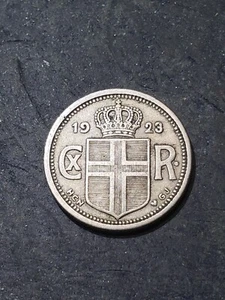 1923 ICELAND 25 AURAR OLD COIN  #3 - Picture 1 of 2