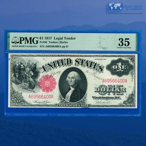 Fr.36 1917 $1 One Dollar "SAWHORSE REVERSE" Legal Tender Note, PMG VF 35 #66400 - Picture 1 of 3