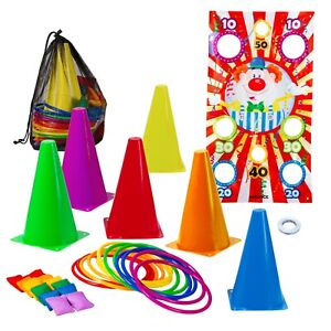 New-Bounce Ring Toss Games for Kids - 4 in 1 Outdoor Carnival Games