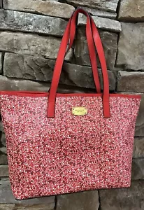 Michael Kors JET SET Floral MK Travel Tote Bag DK Sangria Red Leather - Picture 1 of 14