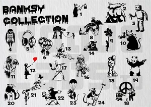 Banksy Collection - Sticker Vinyl Decal Design Home Rat Monkey Graffiti Wall Art - Picture 1 of 32