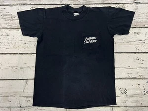 Vintage Adams Outdoor Advertising Stedman Black Single Stitch Pocket T-Shirt - M - Picture 1 of 9