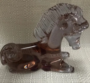 HORSE PONY 3D GLASS PINK FIGURINE TABLE CENTRE ORNAMENTAL HOME DECOR 14cm Tall - Picture 1 of 11