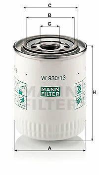 Filtro de aceite MANN-FILTER W 930/13 para ASTON MARTIN, BENTLEY, DAIMLER, JAGUAR, ROLLS-RO Foto 1 de 1