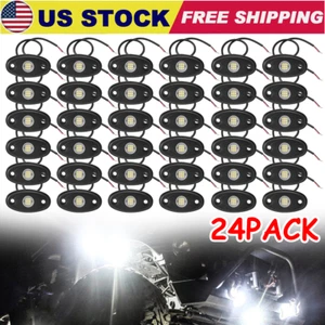 24x White LED Rock Lights Underbody Trail Rig Glow Lamp Offroad SUV Pickup Truck - Picture 1 of 12