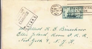 1947, Internee Mail: New York, NY to INS Camp, Ellis Island (C2977) - Picture 1 of 1