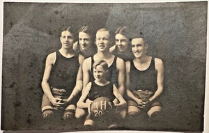 BASKETBALL TEAM 1920 RPPC Postcard Sports "M" High School One Of A Kind G3 - Picture 1 of 6