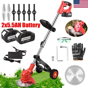 Cordless Weed Electric Brush Cutter Lawn Edger Grass String Trimmer Battery US - Picture 1 of 42