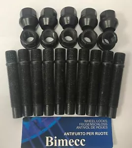 10x Black Conversion Wheel Studs Bmw 82mm Kit & Nuts Use with 20mm Wheel Spacer - Picture 1 of 1