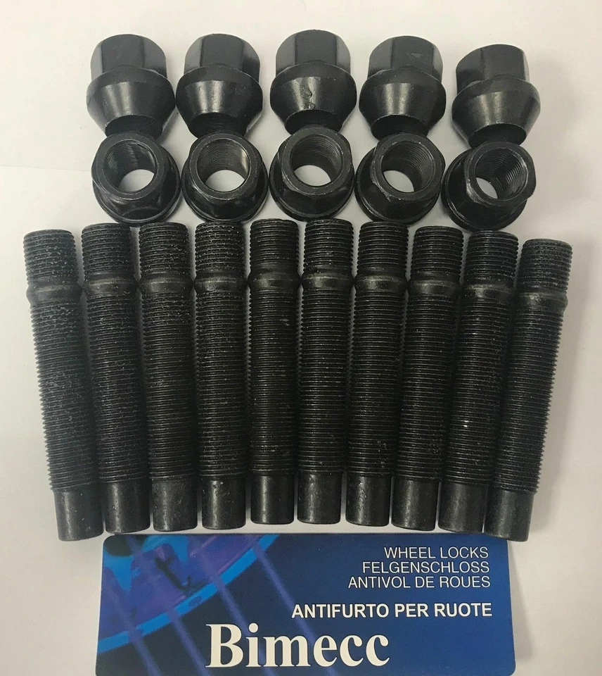 ALLOY WHEEL STUDS + OPEN NUTS CONVERSION 75mm M12X1.5 X 10 FITS BMW 72.6 - Image 1 of 1