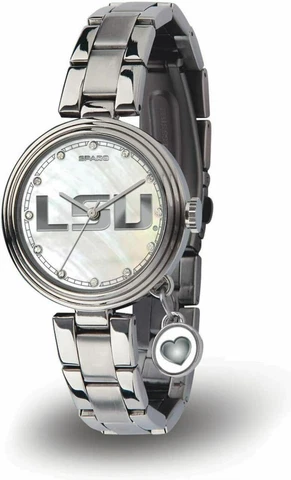 NEW! LOUISIANA STATE LSU TIGERS WOMEN'S CHARM WATCH MOTHER OF PEARL LICENSED Cover