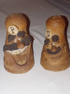 Vintage Humorous Handmade Pottery Salt And Pepper Shakers - Picture 1 of 9