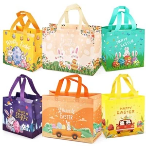 6PCS Easter Egg Hunt Bags Assorted Sizes Happy Easter Bunny Carrot Chick Egg ... - Picture 1 of 7
