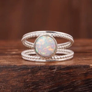 Rainbow Fire Opal Ring, 925 Sterling Silver Ring, Handmade Gemstone Women's Ring - Picture 1 of 6
