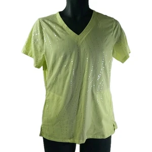 Butter-Soft Stretch Scrub Top Yellow Iridescent Dots Women's Size Small - Picture 1 of 3