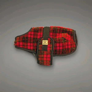 Foggy Mountain Dog Coat Size 13 Snuggler Sherpa Fleece Red Plaid Jacket - Picture 1 of 4
