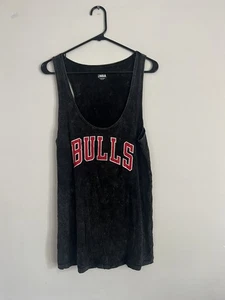 Chicago Bulls Women's Tank Top Size Large Black Gray Look Double Sided - Picture 1 of 4
