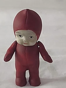 Biskuit Baby Puppe Japan rote Wimpelkette entzückend 3,25" Engel Nymphe  - Bild 1 von 9