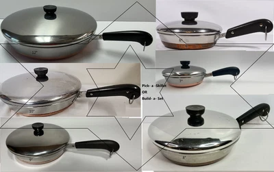 Revere Ware Skillet 7,8,9,10,12" Copper Clad Stainless Pan & Lid [Pick Skillet - Image 1 of 4