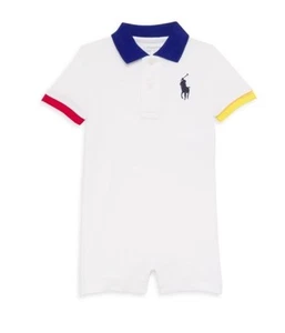 Polo Ralph Lauren Infant Boys 24M White One-Piece Pony Logo Shortall Romper - Picture 1 of 10