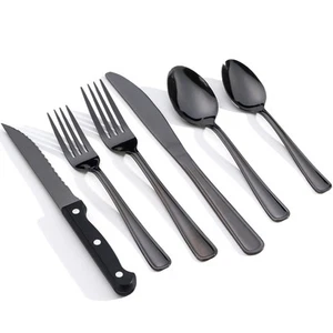 24 Pcs Silverware Set with Steak Knives, 18/0 Stainless Steel Flatware Set fo... - Picture 1 of 7