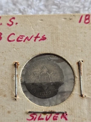 3 cent piece made in 1852 in good condition for its age Die Error - Image 1 of 4