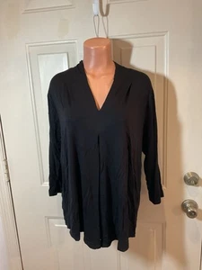 Cable & Gauge, Women's Plus Sz 1X, Black Knit Top w/ V-Neck & 3/4 Sleeve.  NEW. - Picture 1 of 12