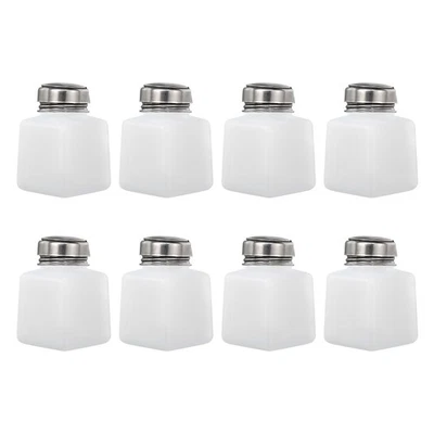 8pcs 3.4 Oz/100ml Alcohol Push Down Pump Dispenser Bottle Press, White - Image 1 of 4