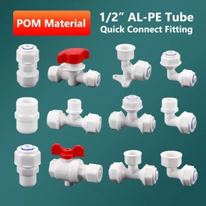 1/2” POM Fitting Klemmverbinder Verschraubung AL-PE Rohr Kupplung T-Stück Winkel - Picture 1 of 28