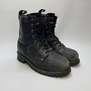 VTG Harley Davidson Biker Leather Black Safety Boots Steel Toe Men Sz 9 US Read* - Imagen 1 de 16